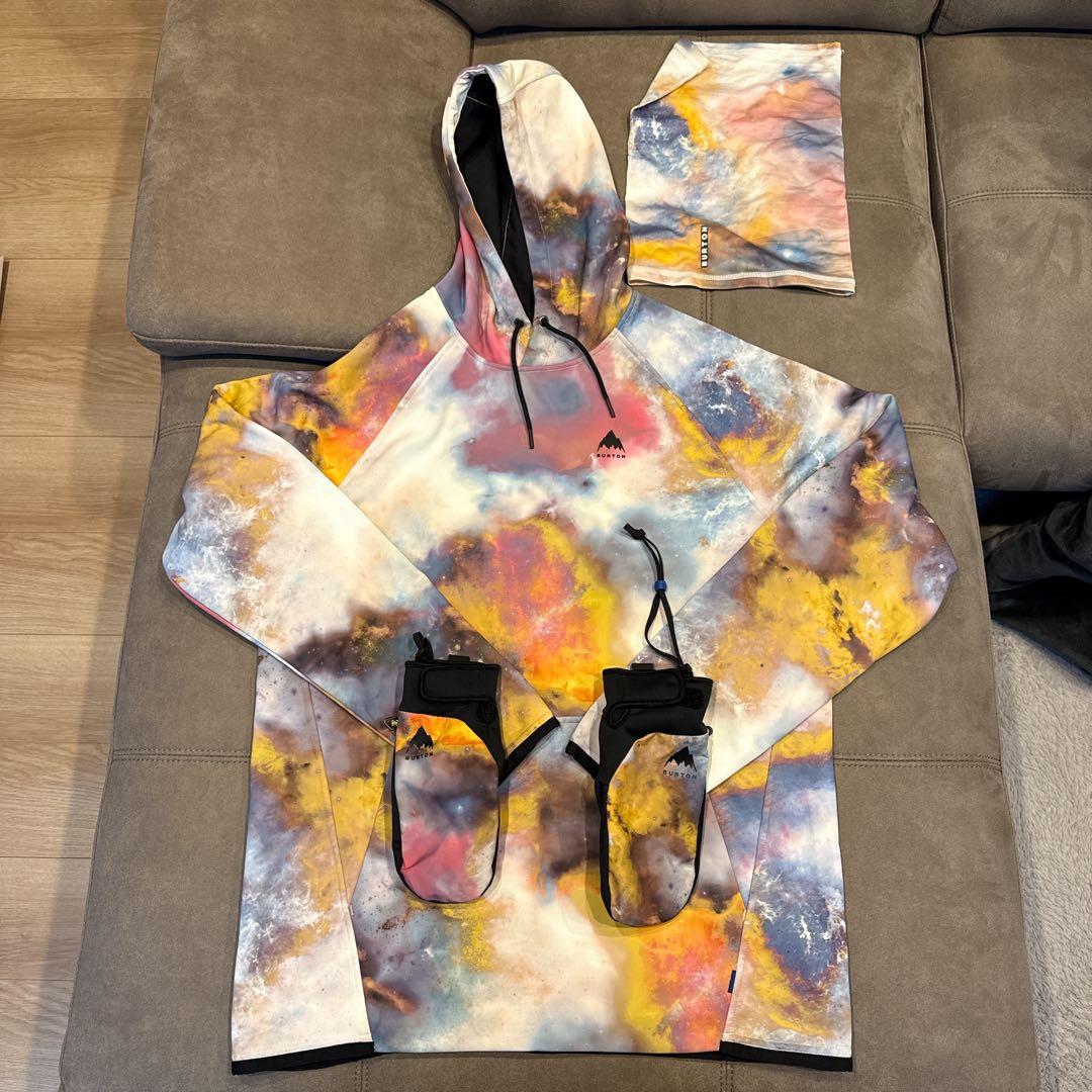 【美品】BURTON 3点セット：撥水パーカー+ ネックウォーマー + ミトン