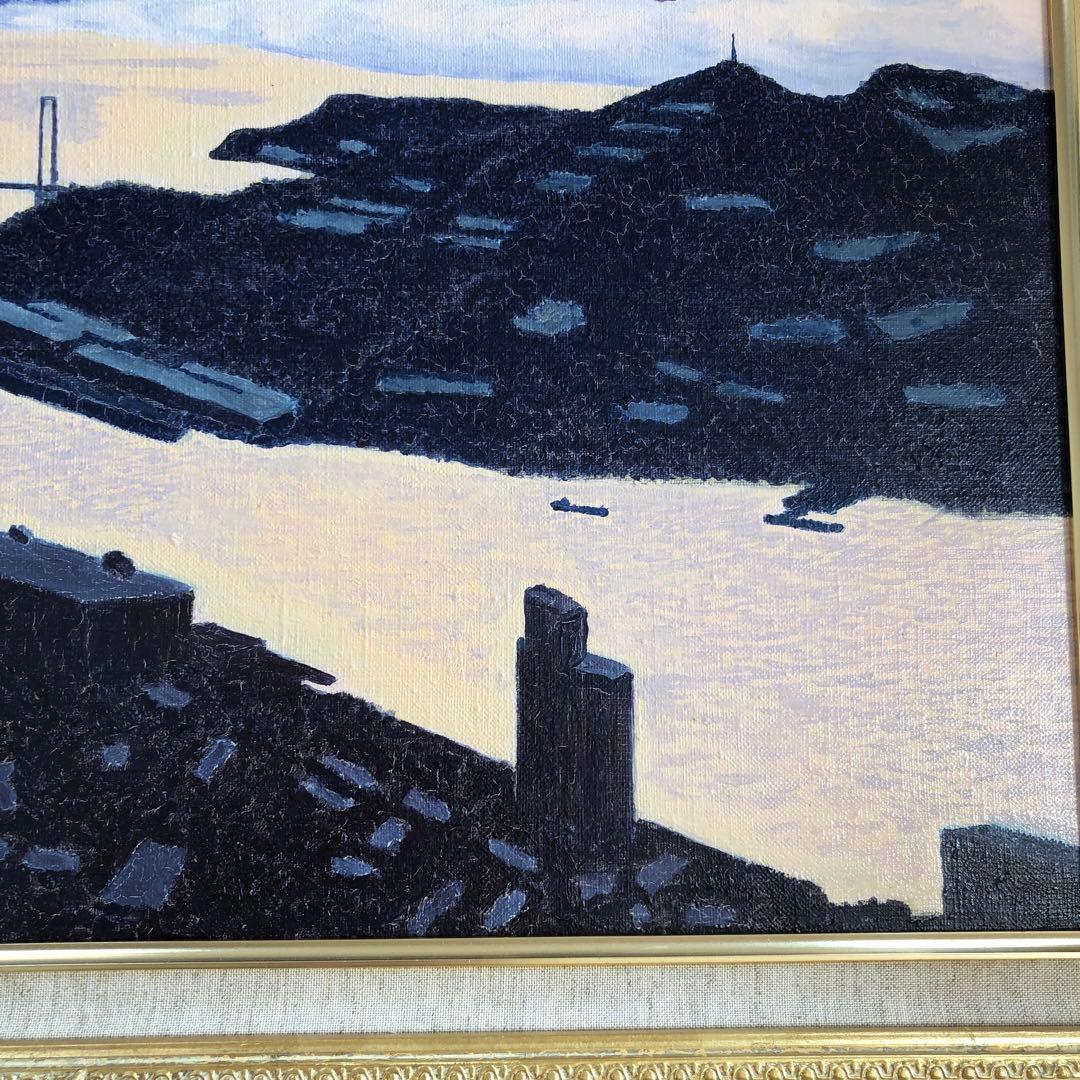 油彩　油絵　作者不詳　尾道？　額付絵画