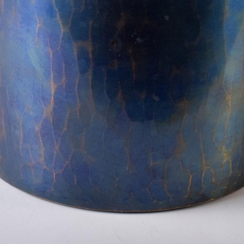 茶道具　鎚起銅器　玉川堂造　筒形蓋付建水　共箱　C　7583