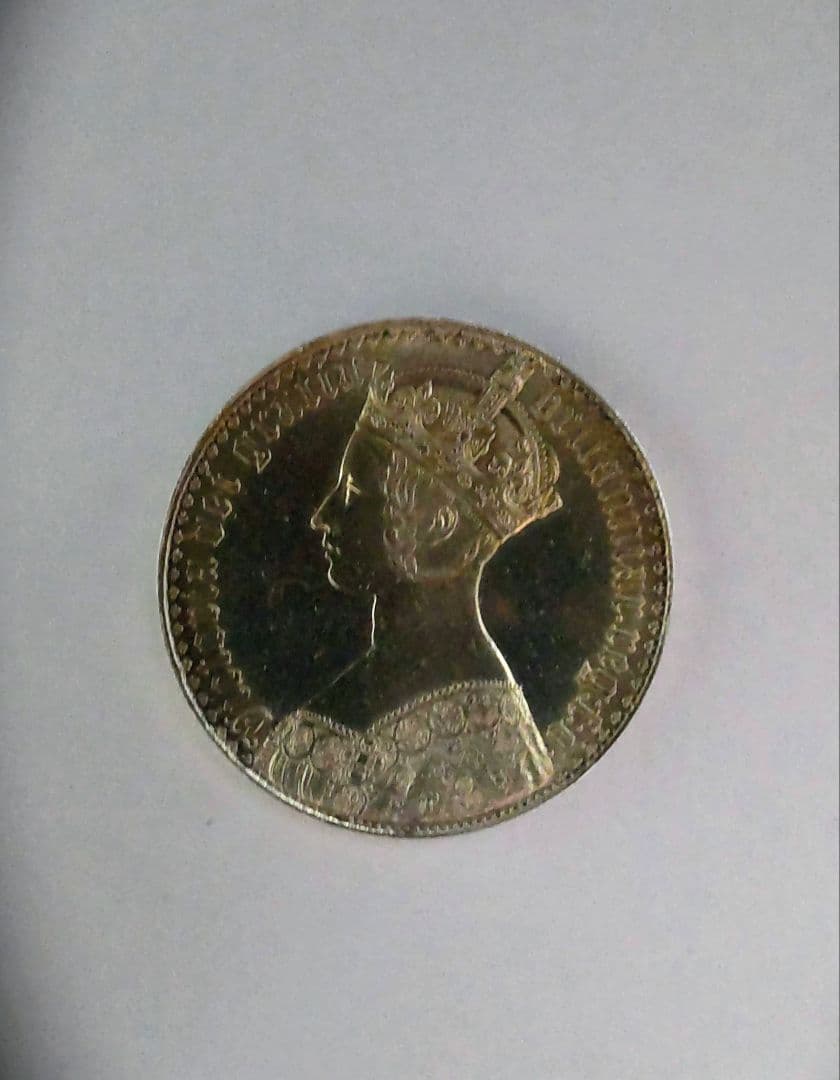 イギリス ゴチッククラウン アンデシモ 1847年 銀貨(銀貨保証)