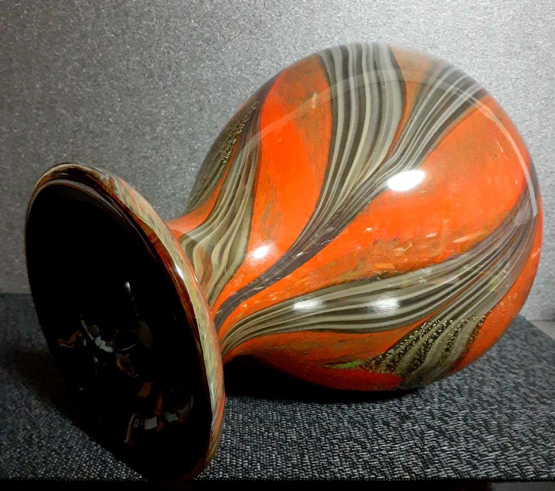 津軽びいどろ【北洋硝子】1970年代 ハンドメイド 工芸ガラス ビードロ 花瓶