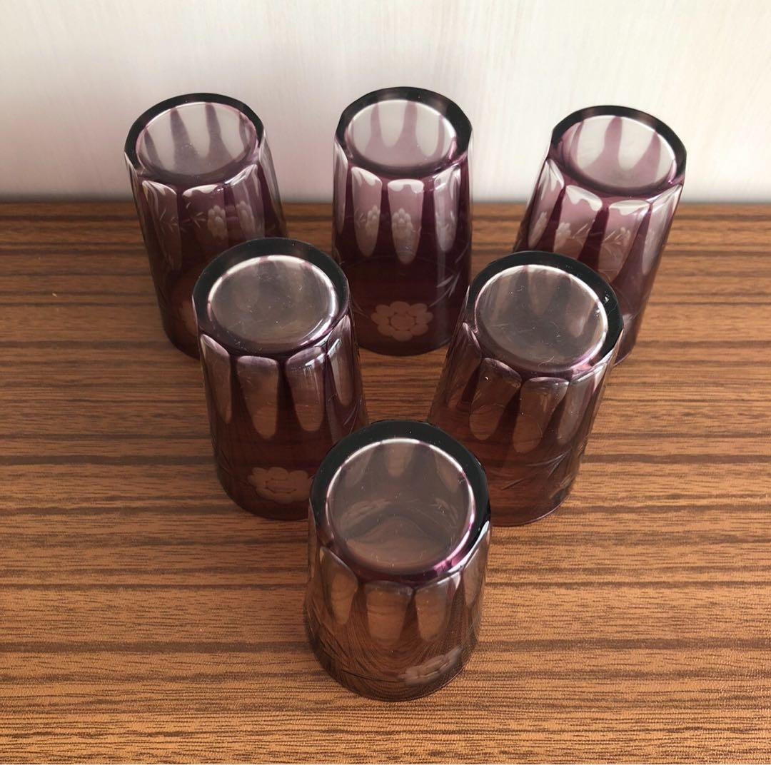 ＊当時物 大正浪漫 モダン切子 アールデコグラス６個セット