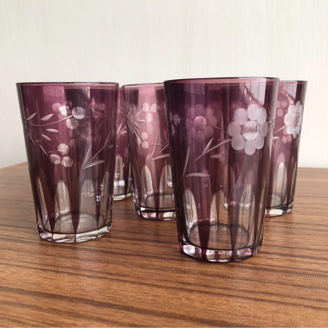 ＊当時物 大正浪漫 モダン切子 アールデコグラス６個セット