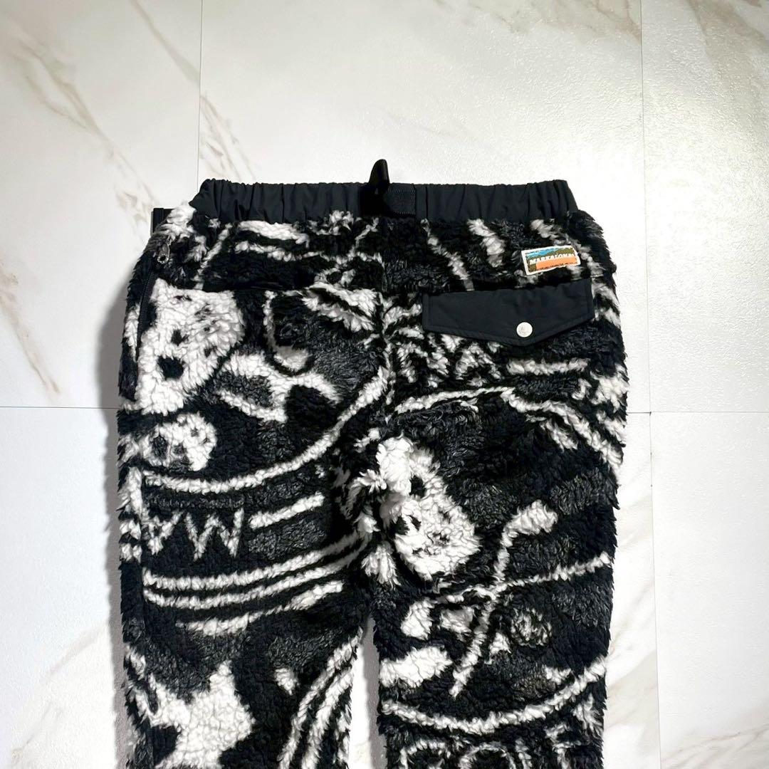 MARK&LONA ボアパンツ 黒×白 総柄 スカル メンズ 44 ゴルフウェア