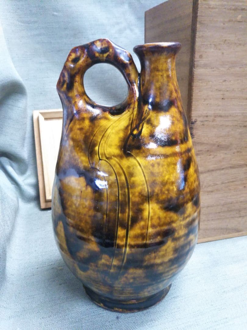 舩木研兒　布志名焼　鶏冠壷　共箱