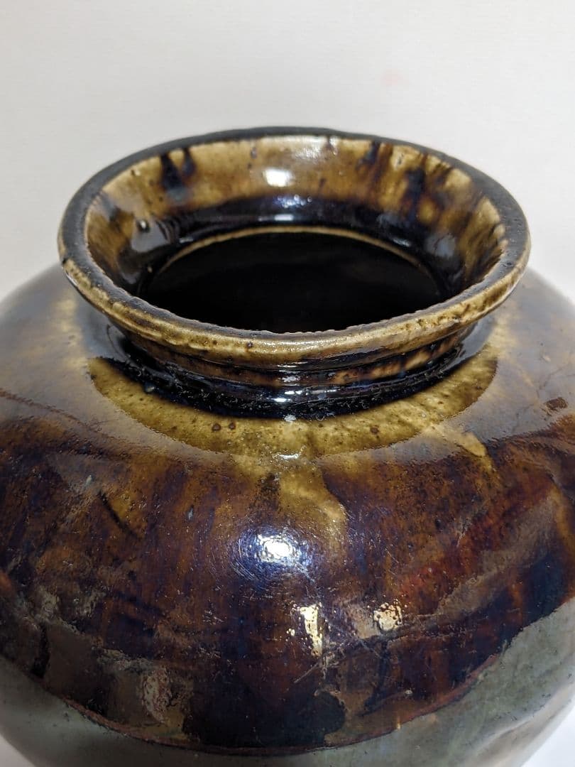 ⭐️瀬戸焼 江戸時代前期 鉄釉小壺 花器置物 飾り 古美術品 骨董品