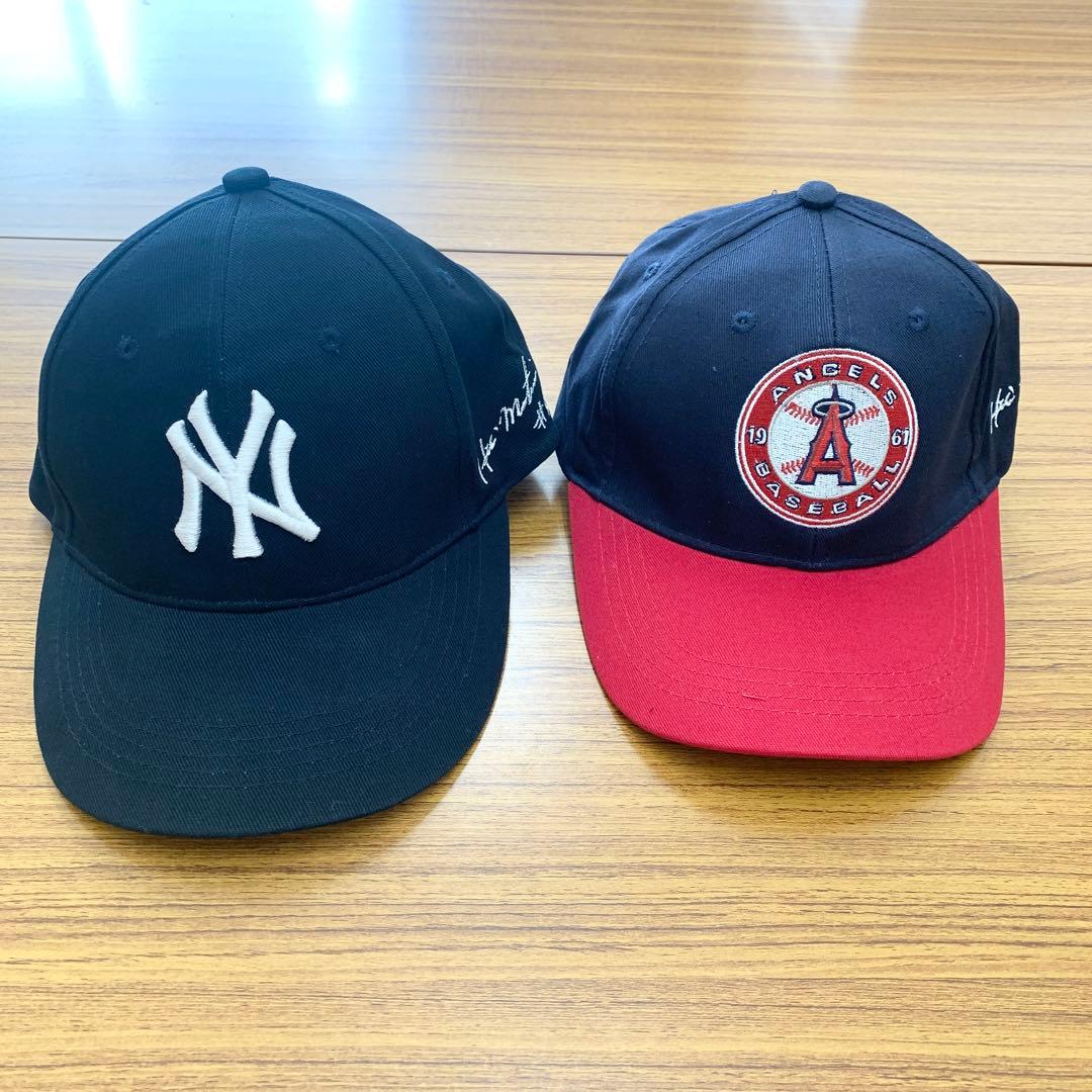 松井秀喜 刺繍サイン入り ヤンキース エンゼルス キャップセット
