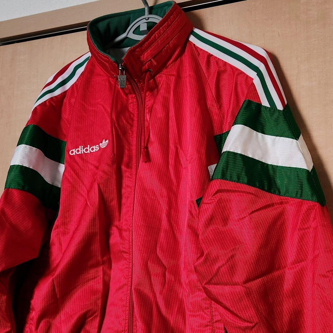 アディダス 90s デサント製 フード付きウインドブレーカー トレフォイル ロゴ