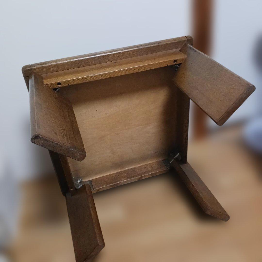 木製正方形座卓アンティーク ローテーブル茶色570x570 H380 コロニアル