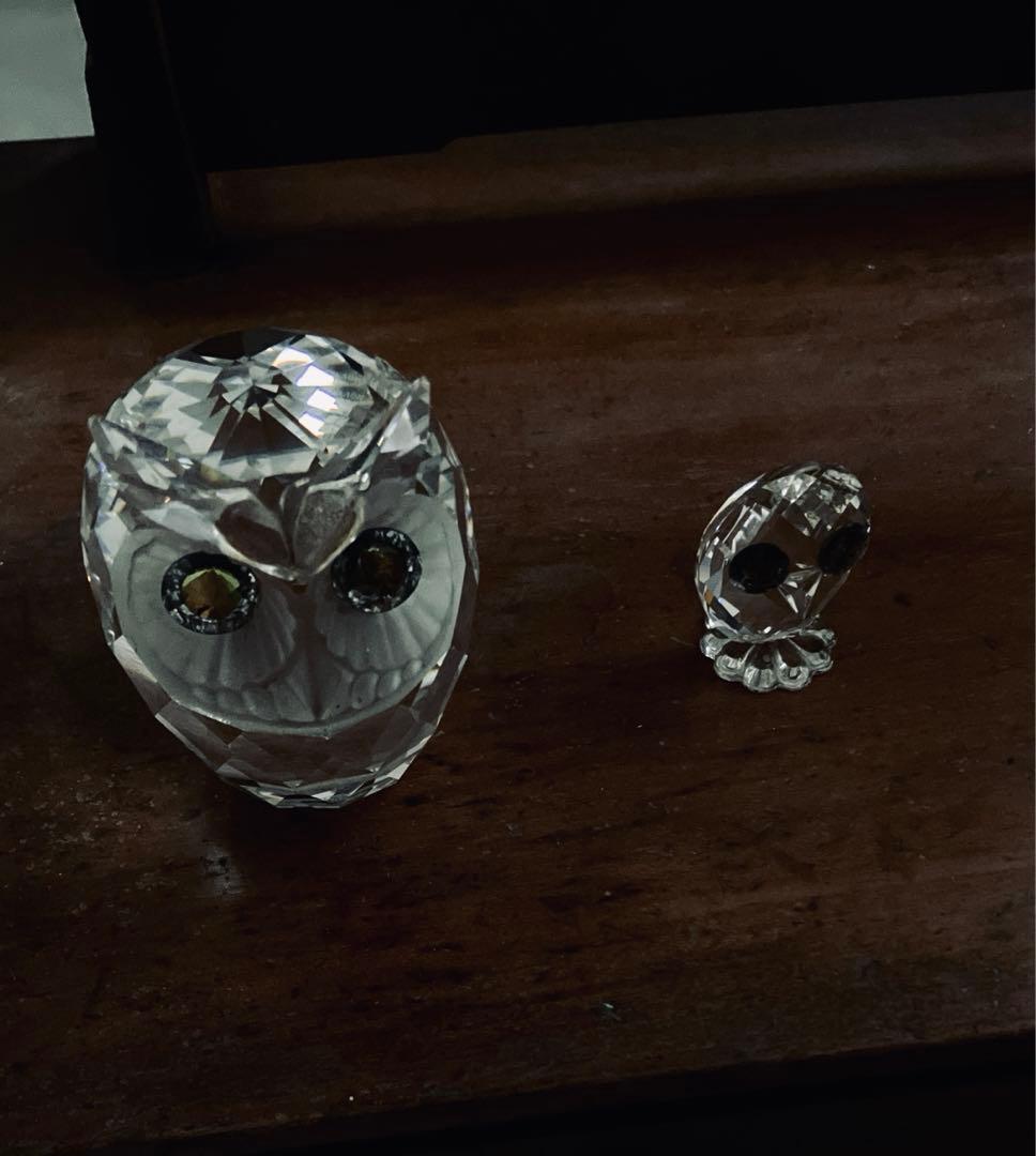 スワロフスキー　フクロウ　親子　クリスタル　オブジェ