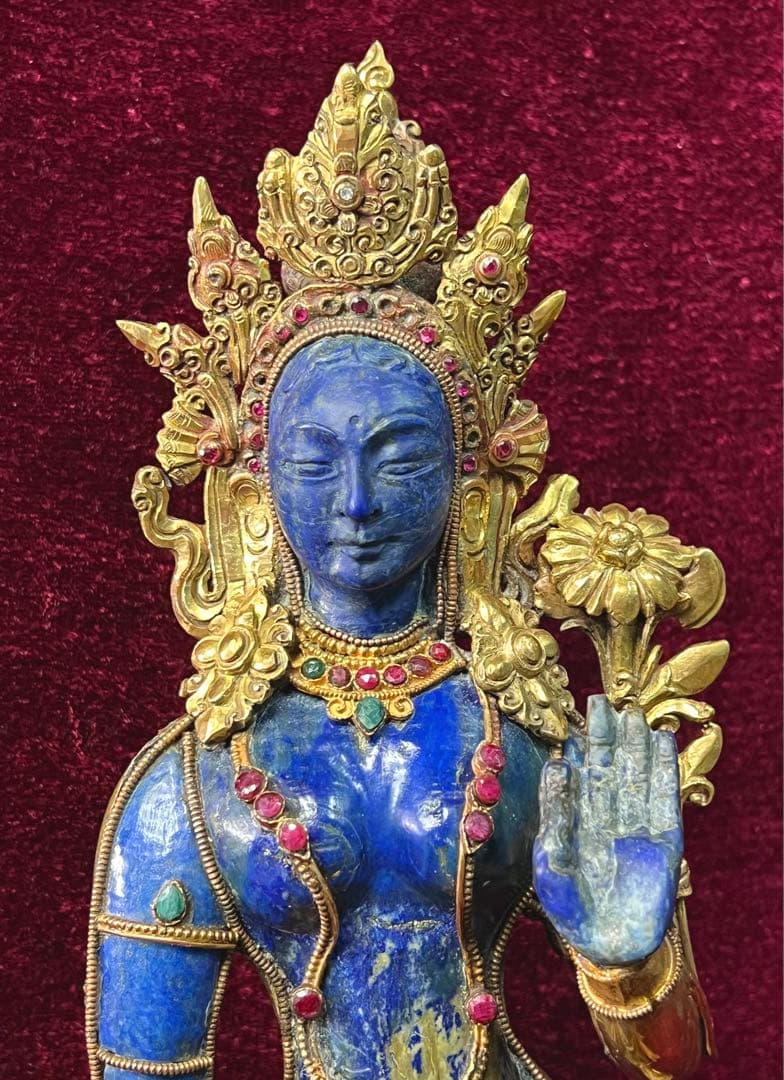 ラピスラズリ 仏像 多羅菩薩 彫刻 天然石彫刻