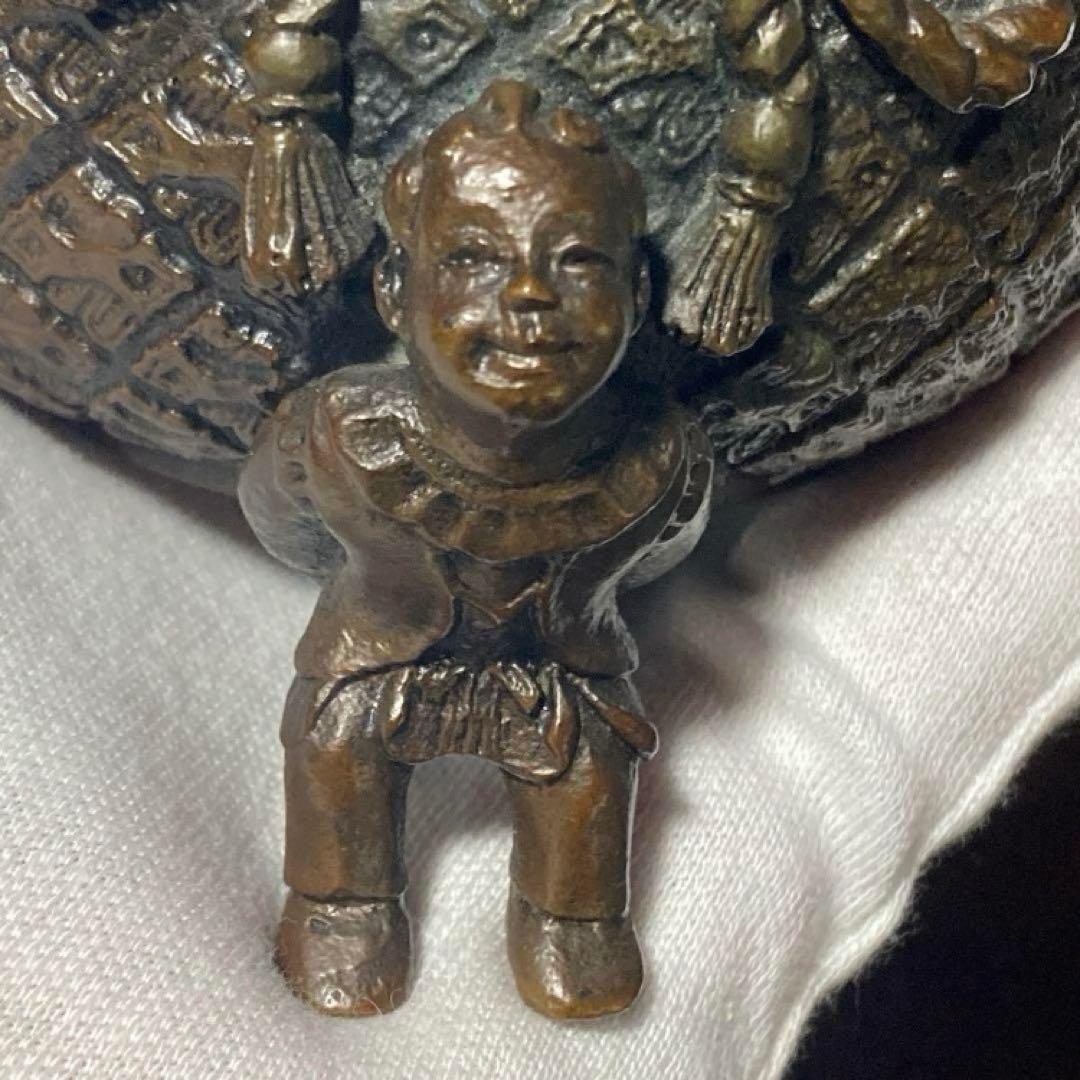戦前 アンティーク 唐子三足香炉 裏印有り 唐子脚宝袋形香炉