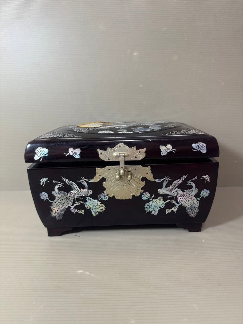 2794 螺鈿細工 花鳥　宝石箱 小物入れ 漆器 アクセサリーケース