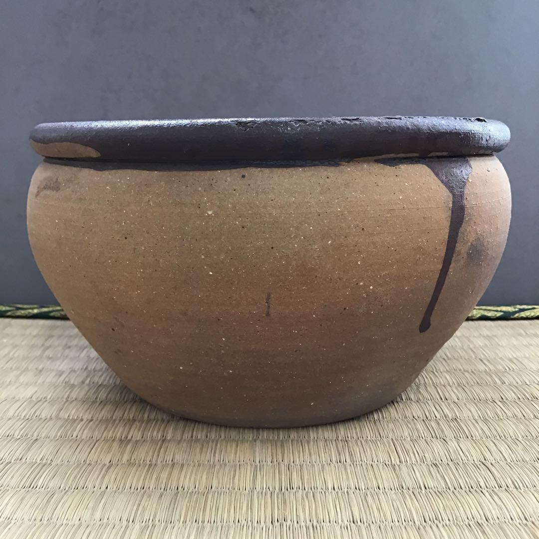 茶道具　南蛮内渋建水　八幡窯　堀野証嗣作　栞　共箱　S130KS