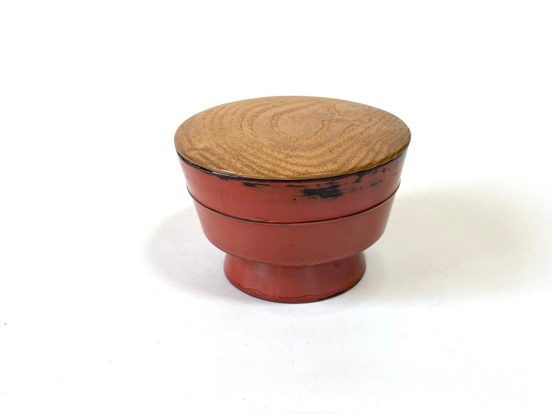 骨董　アンティーク　茶道具　根来　豆子香合　香合　仏具　朱塗　漆器　桃山時代