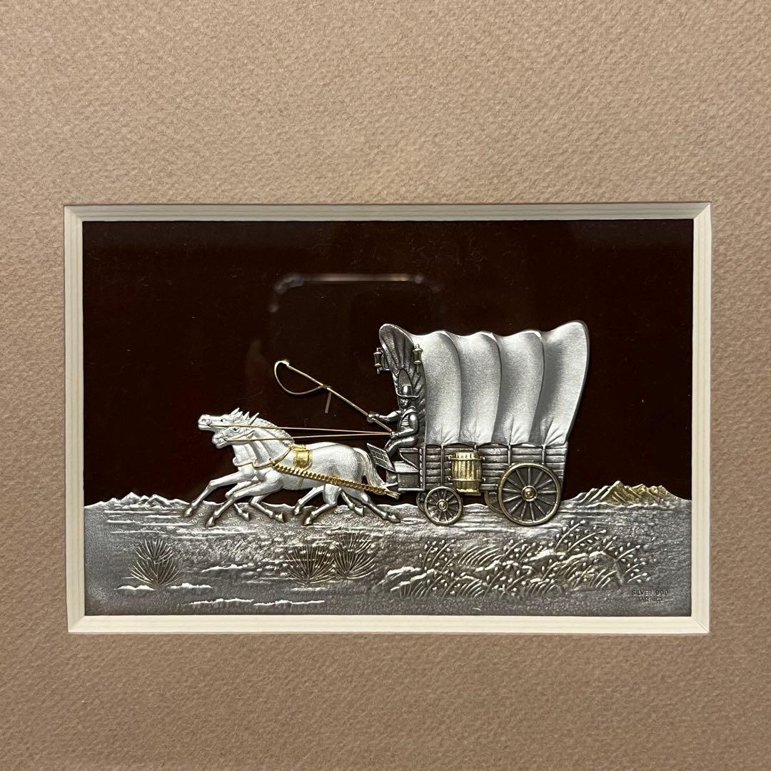 TAKEHIKO 武比古作　silver999 馬車　馬　人　絵　絵画　アート