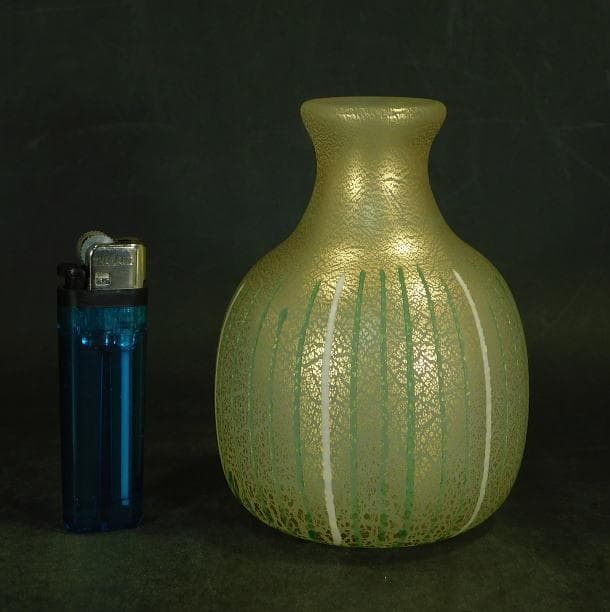 【茶道具　栗原　豊生造　金彩ガラス花瓶（共箱）】