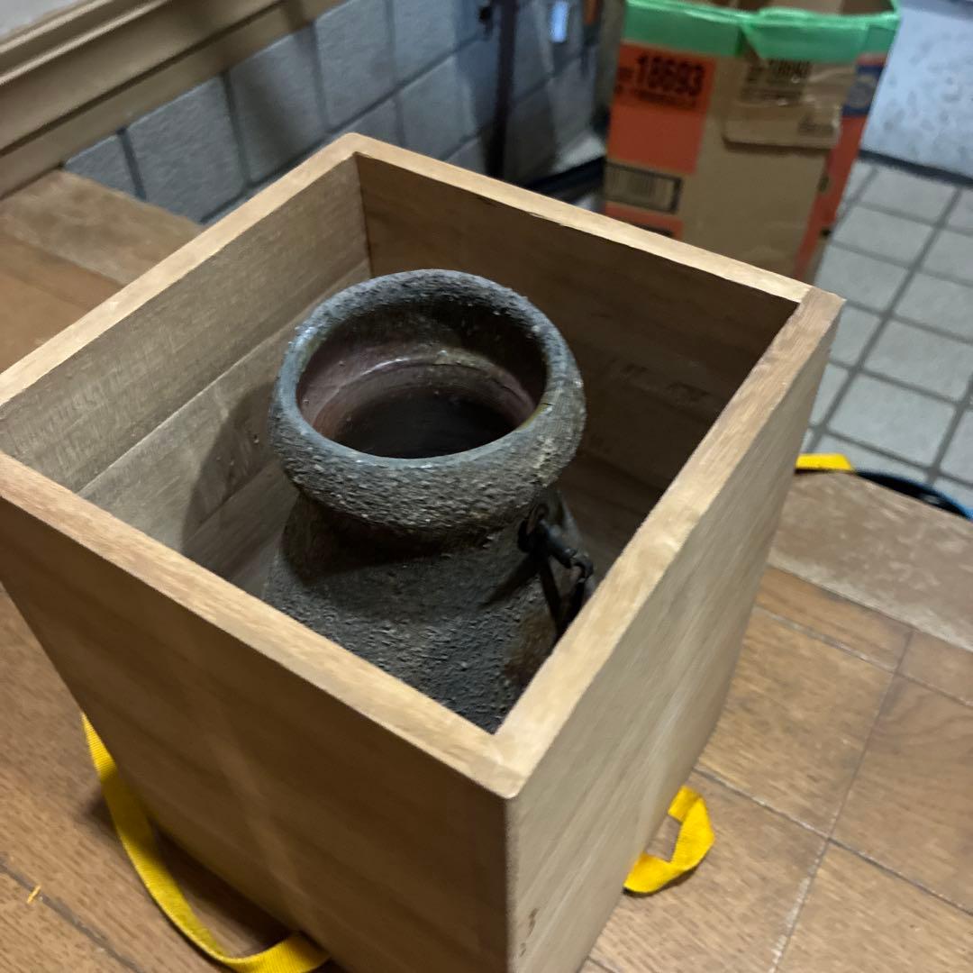 希少品道明　備前焼　金重道明　共箱　茶道具　花茶器　陶器