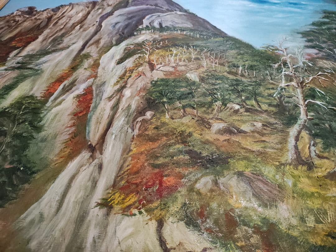 【送料込】F50号 特大 油彩額縁 ＋ 肉筆「大崩山 紅葉」 VIC木枠 公募展