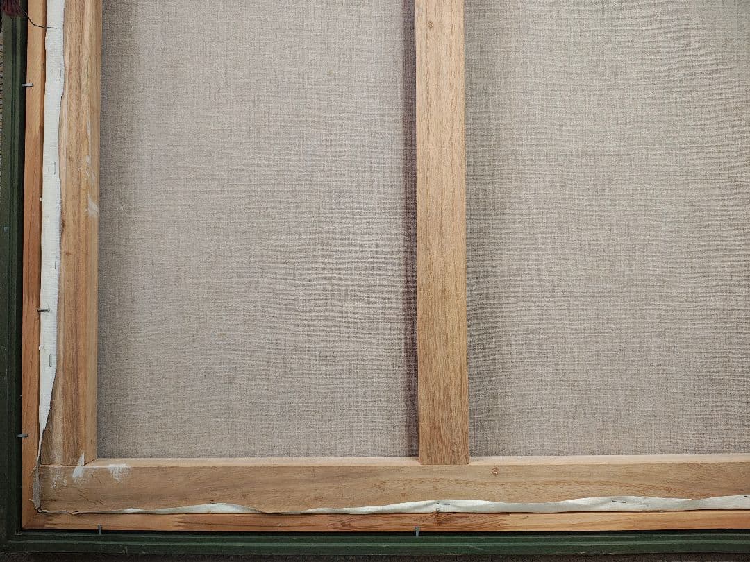 【送料込】F50号 特大 油彩額縁 ＋ 肉筆「大崩山 紅葉」 VIC木枠 公募展