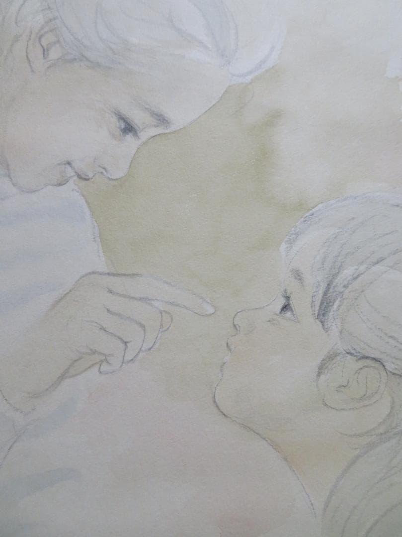 ◆ おおた慶文　「おかあさん」（仮題）  肉筆原画　水彩画 ◆