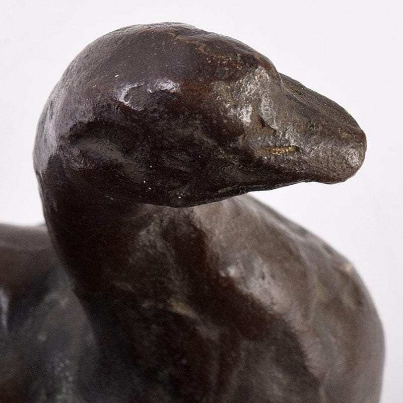 中国　古銅　家鴨　アヒル　置物　在銘　V　R8930