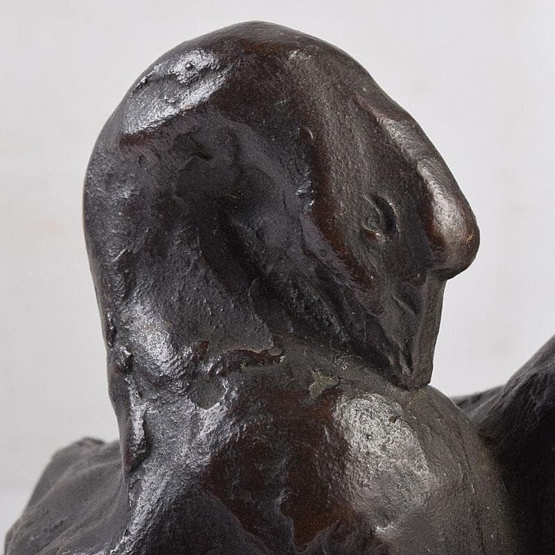 中国　古銅　家鴨　アヒル　置物　在銘　V　R8930