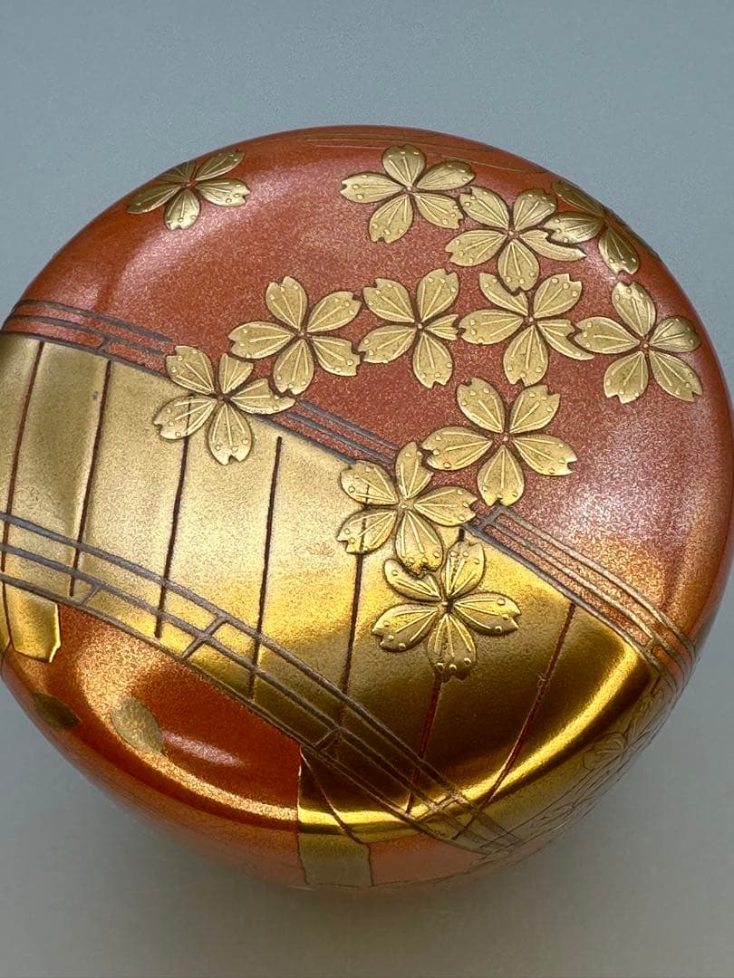 茶道具　棗　平安清鳳　朱銀桜橋