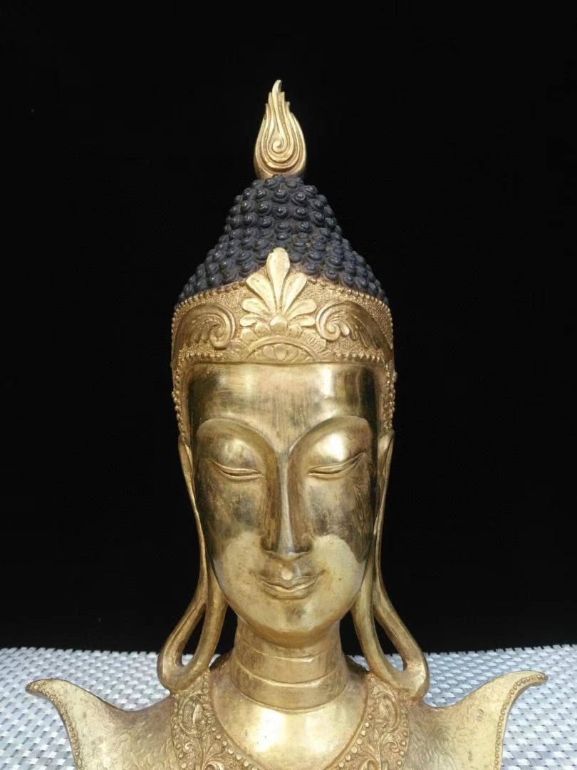 古美術・タイ仏教・旧蔵銅鎏金【釈迦牟尼仏】・純手作り・供養仏像・風水開運・置物