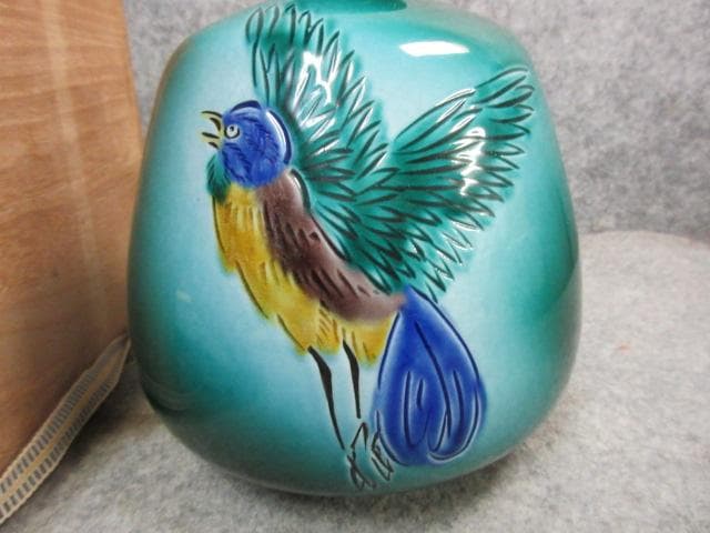 九谷彩釉瑞鳥華生中村重人作共箱付 [B25529]