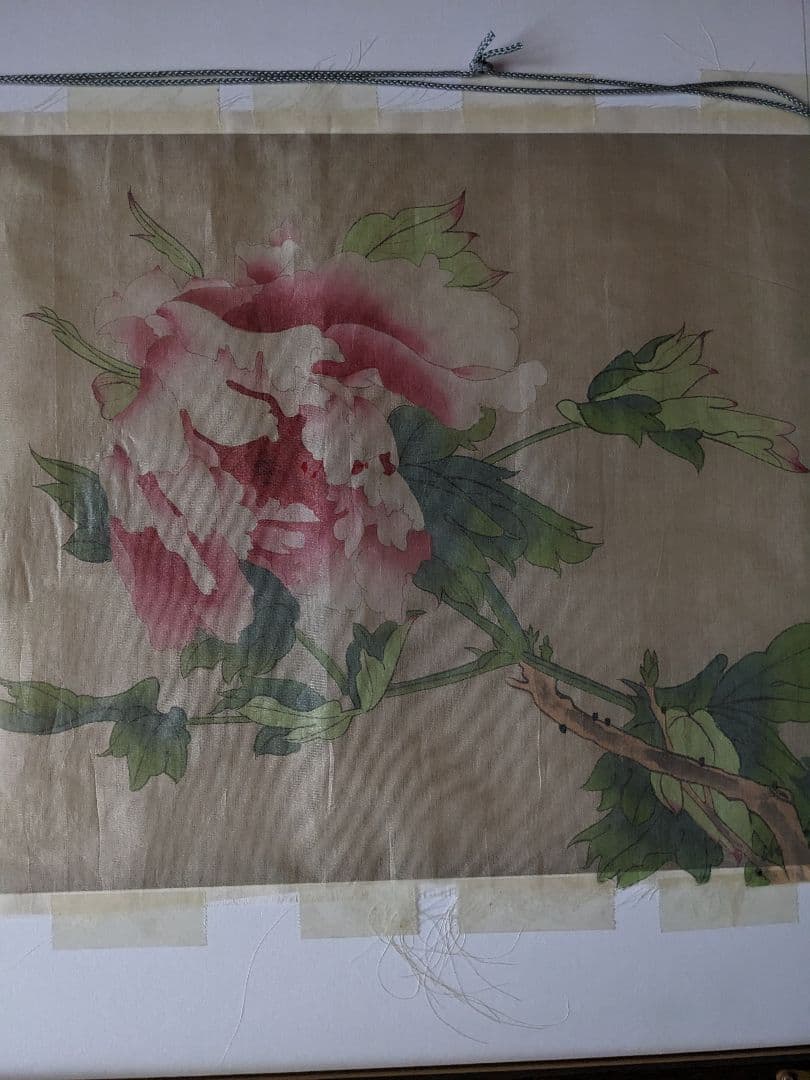 ♦木原和敏 日展特選 絹本彩色画 牡丹 額縁ガラス入 日展会員 洋画家 広島県