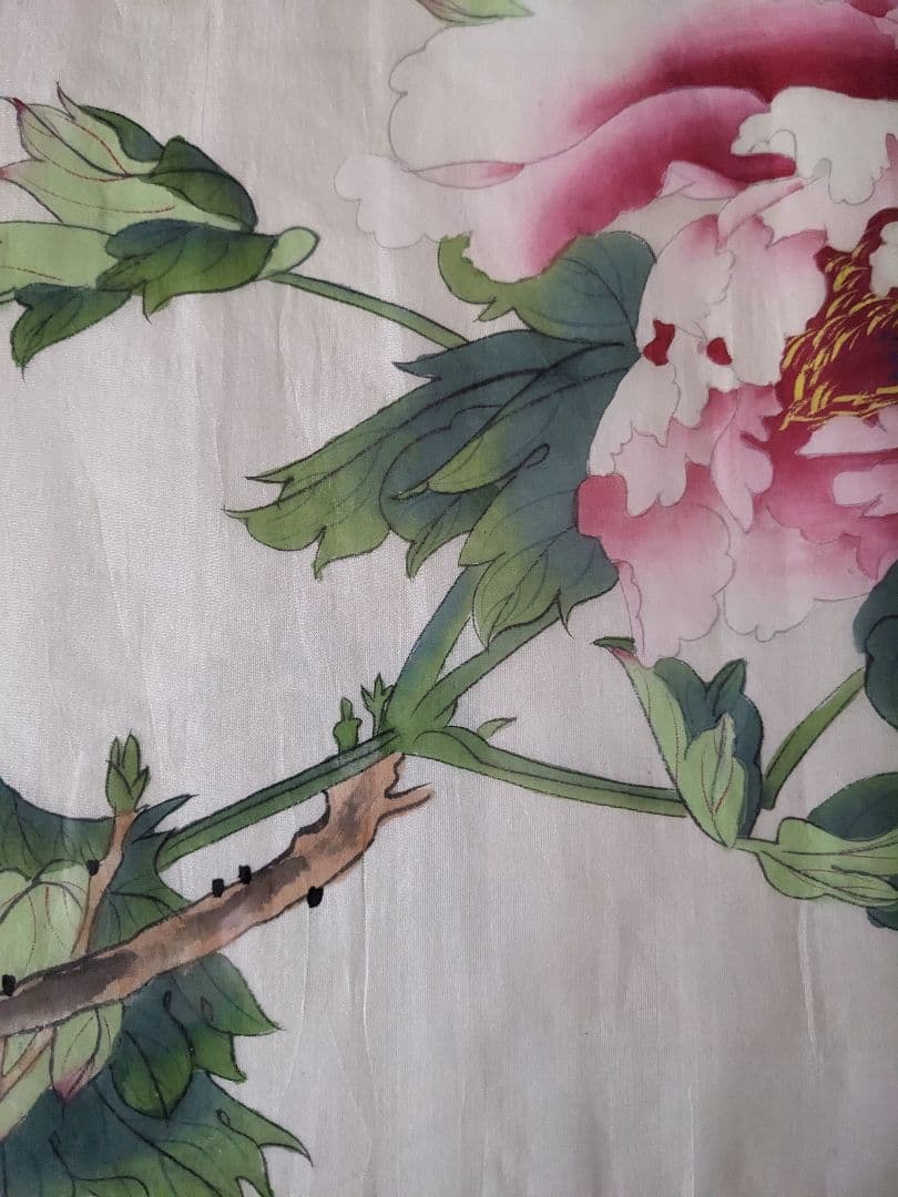 ♦木原和敏 日展特選 絹本彩色画 牡丹 額縁ガラス入 日展会員 洋画家 広島県