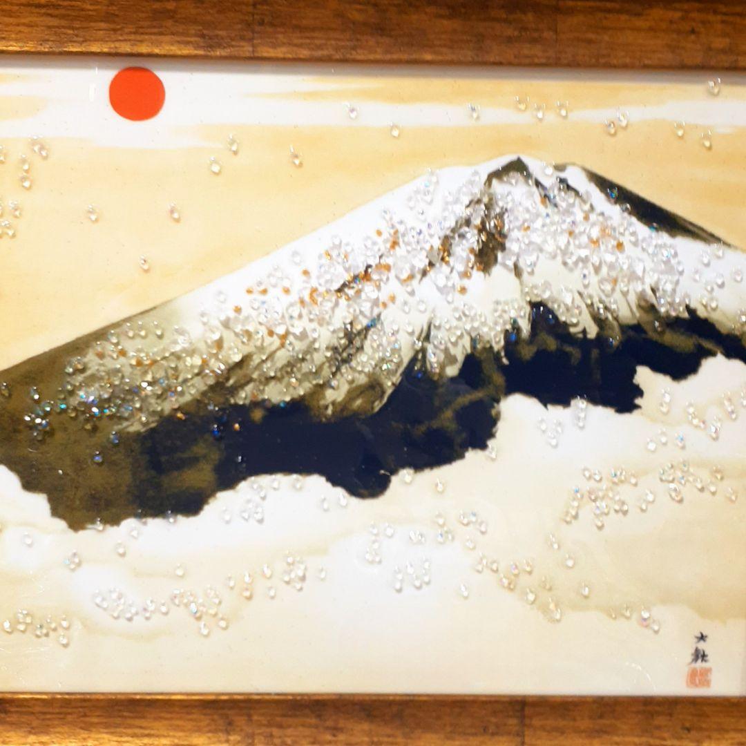 輸入雑貨　天然石　日本名画　『横山大観 霊峰不二』　水晶絵　クリスタルアート
