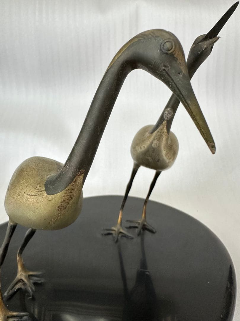 作家物 鶴　2羽 オブジェ　インテリア 高さ約29cm 銅製？