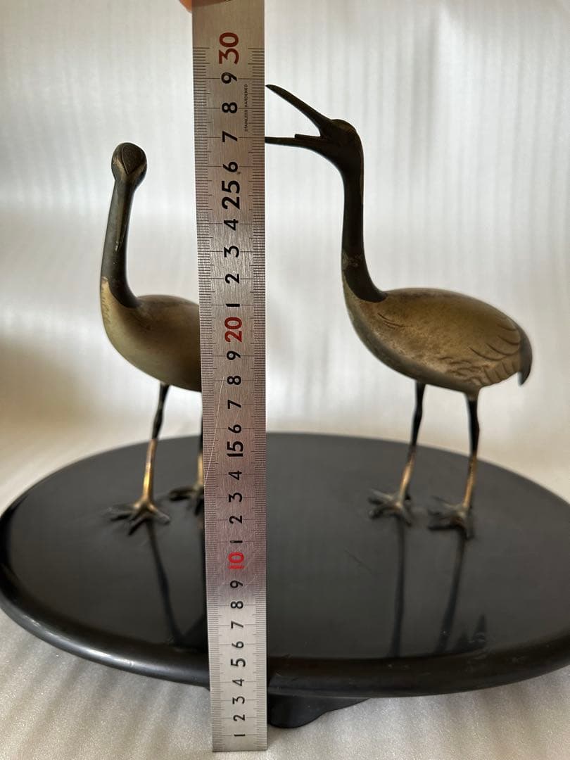 作家物 鶴　2羽 オブジェ　インテリア 高さ約29cm 銅製？