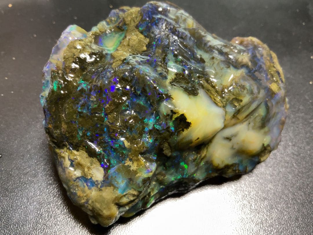 特大 【800CT】 エチオピア カーボン　オパール 原石 青　鉱物標本