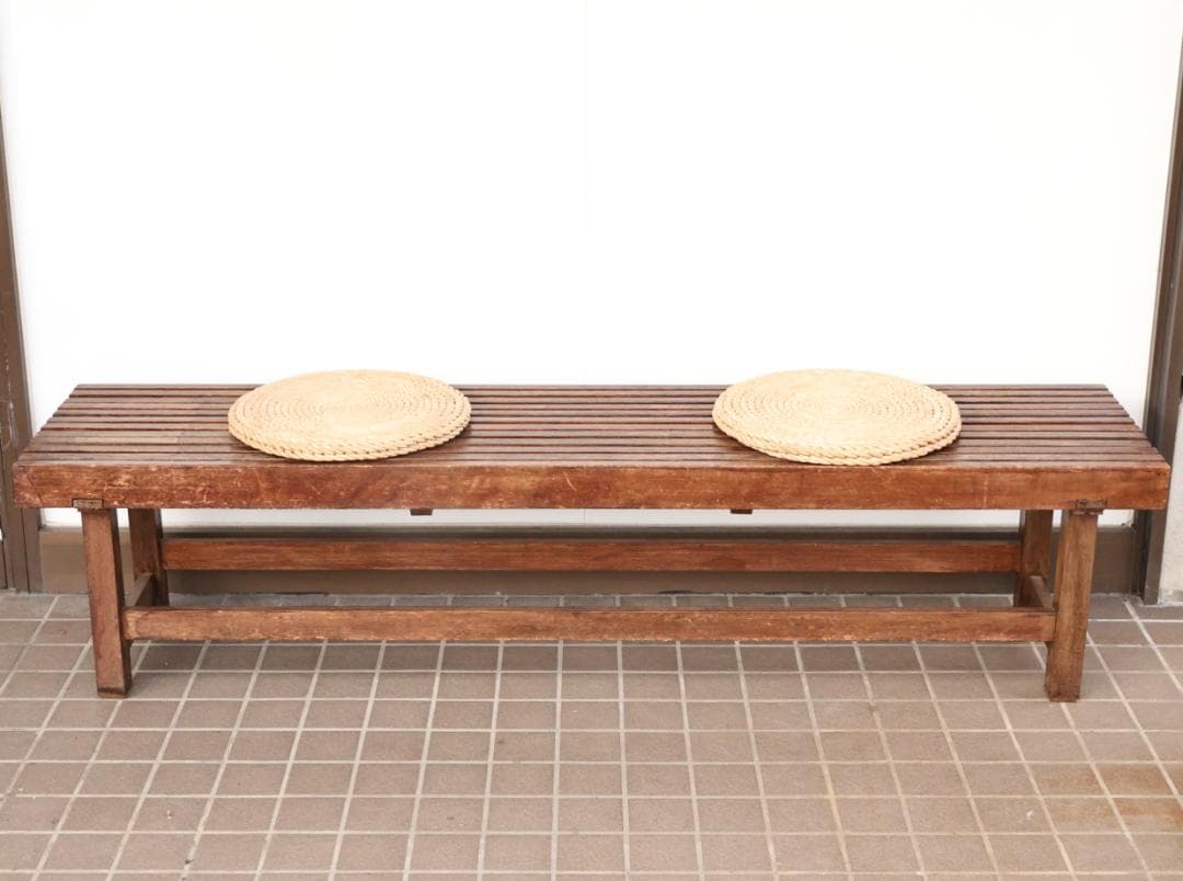 BK235 昭和レトロ　縁台　スリットベンチ　木製　腰掛　長椅子　いす