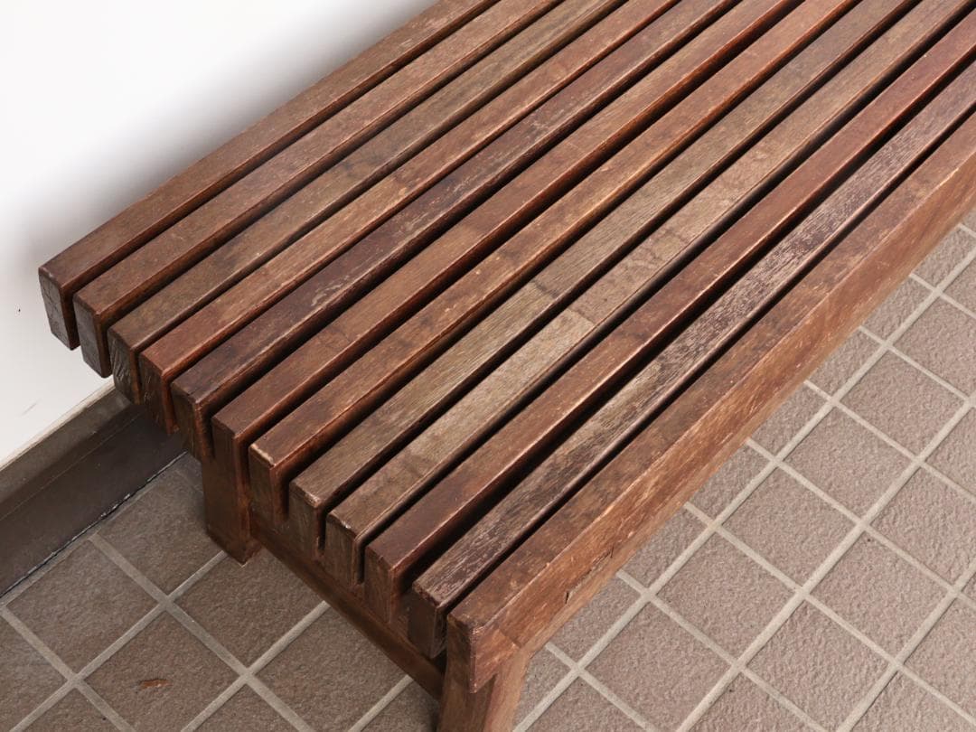 BK235 昭和レトロ　縁台　スリットベンチ　木製　腰掛　長椅子　いす