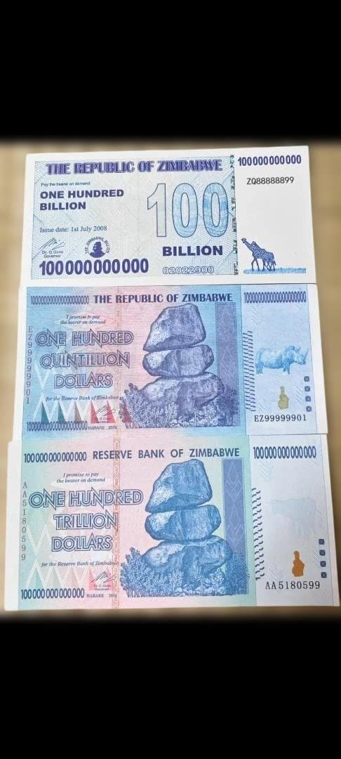 30枚ジンバブエドル100兆ドル1000億ドル1兆ドル記念貨幣通貨価値なし。