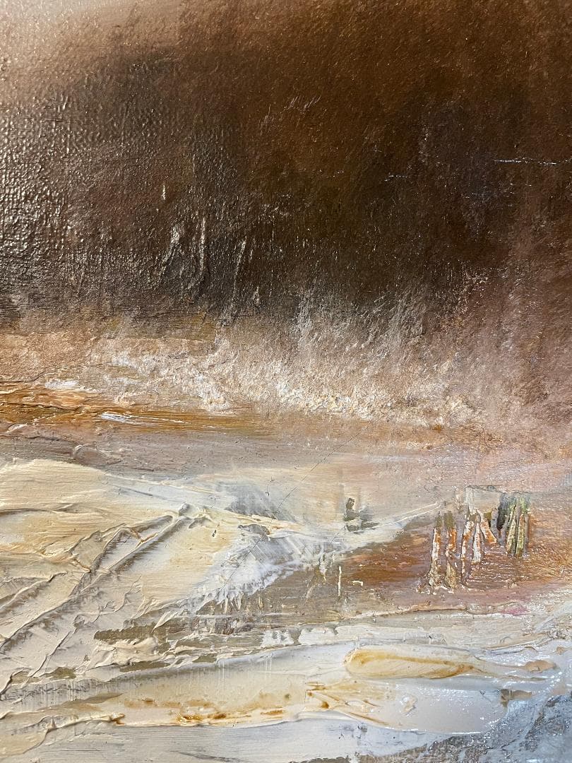 「真作」楠孝文「バイカル湖」風景画　油彩画　額装　サイン有り　F8号