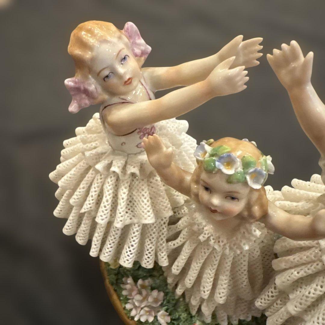 最終　超希少ドイツマイセンドレスデン　ジッツェンドルフお花畑で遊ぶ少女