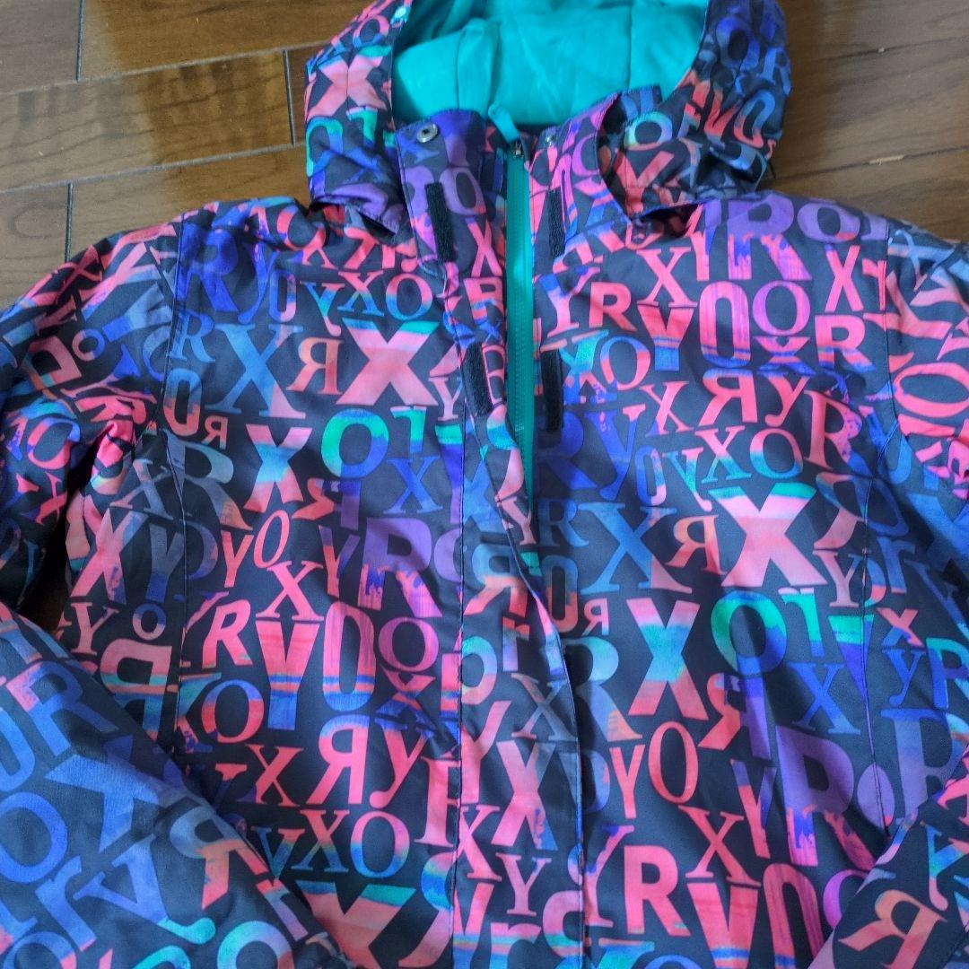 ROXY　スノボウェア　上下セット　Ｍ　ロゴ　総柄　　　パープル　クリーニング済