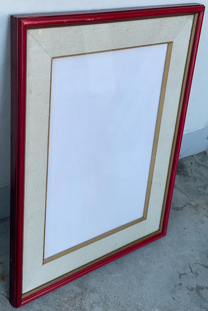 大型 額縁 フレーム 赤 レッド ゴールド マット付 和洋兼用 高級 中古