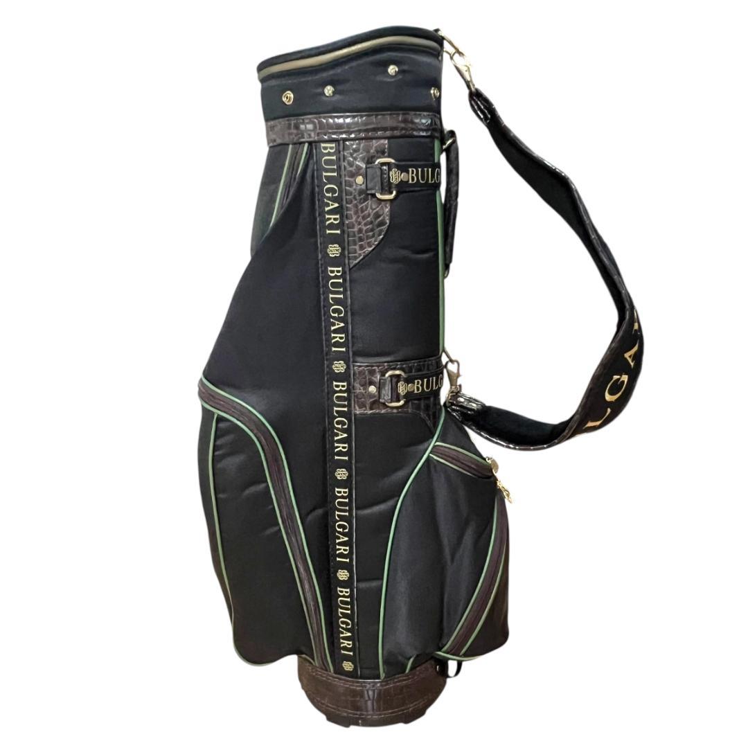 ブルガリ ゴルフバッグ クロコ ブラック キャンバス レザー ゴールド