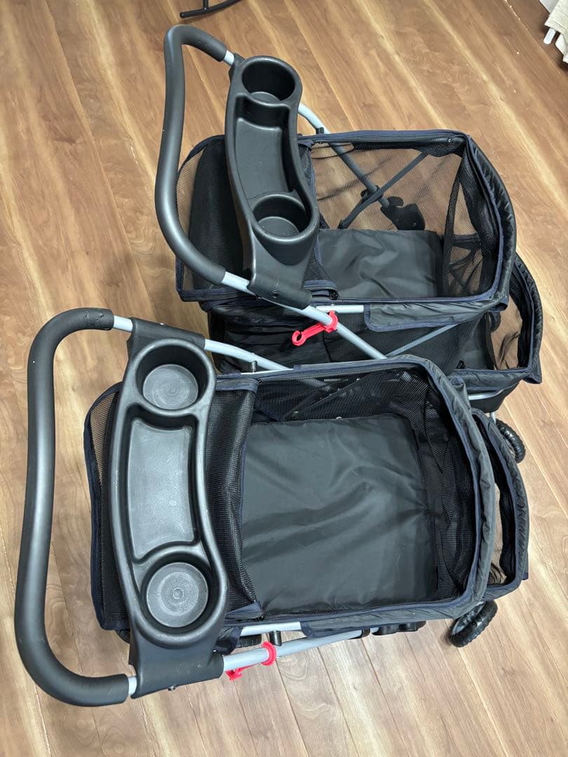 軽量ペットカート 1台 多頭飼い 折りたたみ式 黒　約120×80×51cm