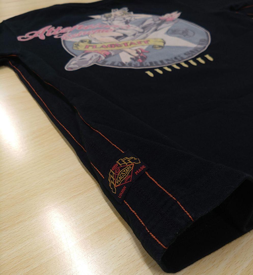 FLAGSTAFF Tシャツ ピンナップガール 黒 刺繍 ミリタリー