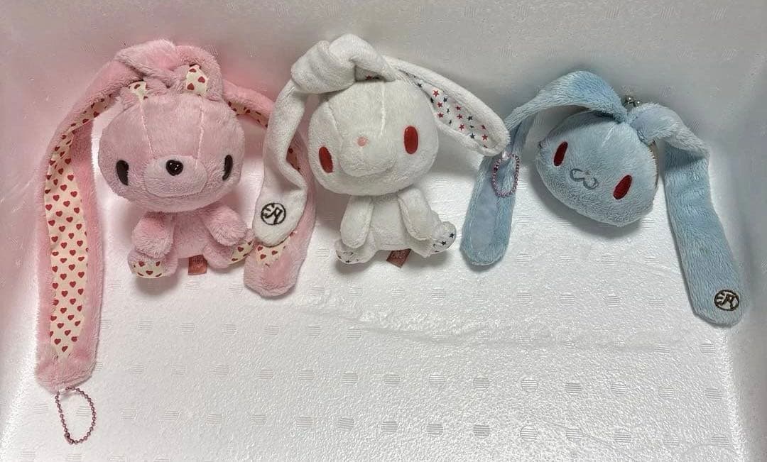 汎用うさぎ　ぬいぐるみ マスコット バレンタイン　カラフルスター　がま口ポーチ