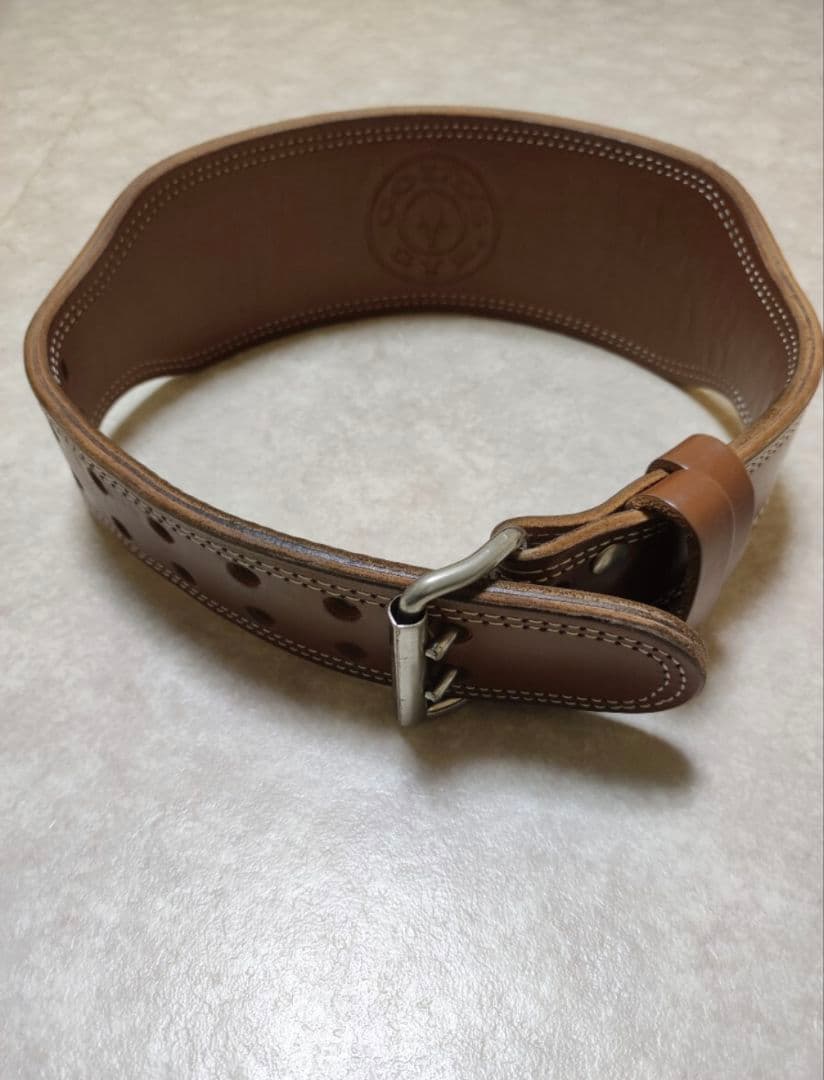 GOLD'S GYM ブラウンレザーパワーベルト