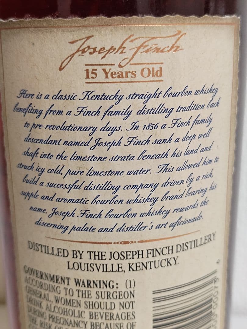 ウイスキー Joseph Finch Rare Bourbon Whiskey 750ml