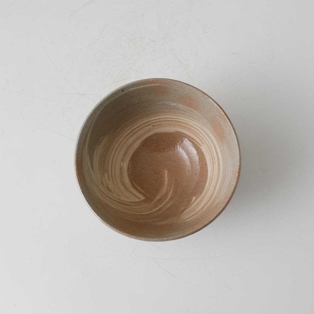 三光 紀州焼 葵窯々元 南枝庵（二代）寒川栖豊（司朗）刷毛目 茶碗 茶道具 共箱